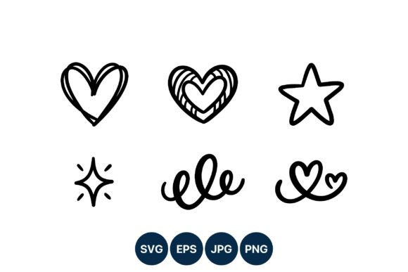 Download Hand Drawn Hearts Stars Swirls Vector - Swirls Collection