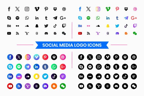 Download Social Media Logo Icons Set - Icon Collection