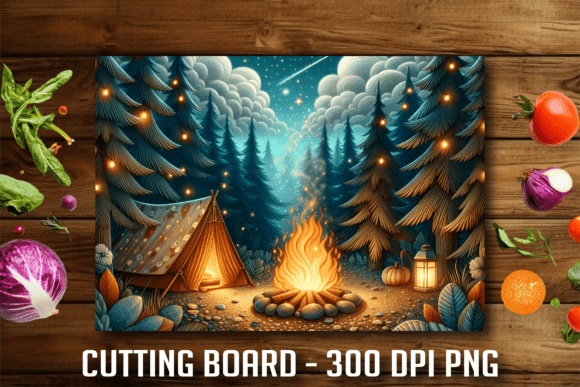 Download Night Forest Camping Tent Cutting Board - Premium Resources
