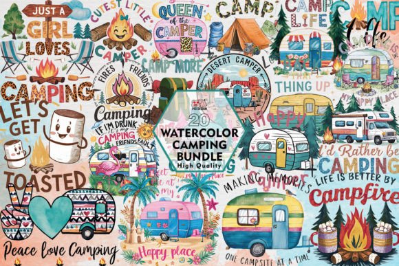 Download Watercolor Camping Clipart PNG Graphics - Camping Collection