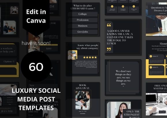 Download 60 Luxury Social Media Canva Templates - Luxury Collection