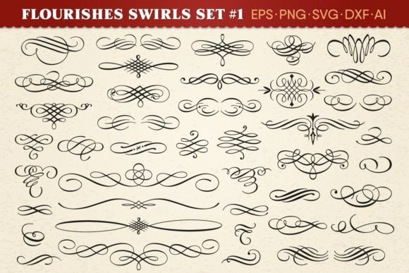 Download Flourishes Swirls Vector Set #1 - Swirls Collection
