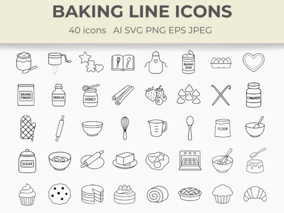 Download Baking Line Icon Dessert Kitchen Vector - Icon Collection
