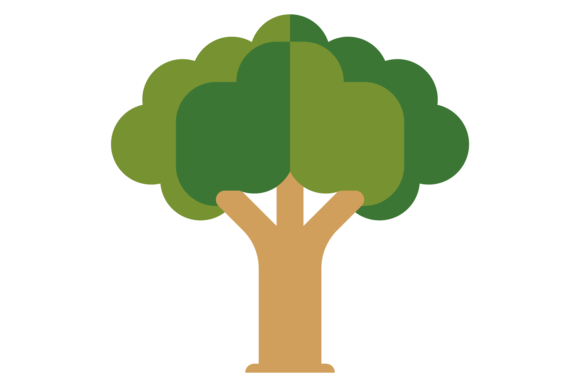 Download Oak Flat Icon. Woodland Plant. Green Tre - Icon Collection