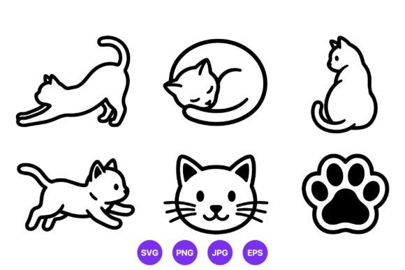 Download Cat Poses and Paw Icon Set Vector - Icon Collection