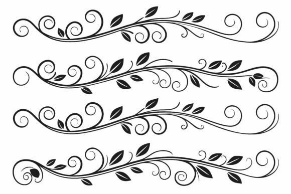 Download Elegant Black Swirls Leaves Borders - Swirls Collection