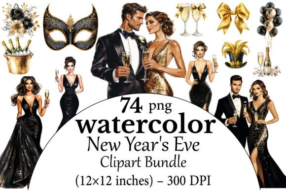 Download Watercolor New Year's Eve PNG Clipart Bu - New year Collection