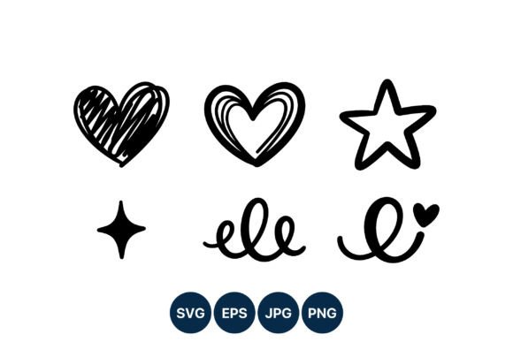 Download Hand Drawn Hearts Stars Swirls Vector - Swirls Collection